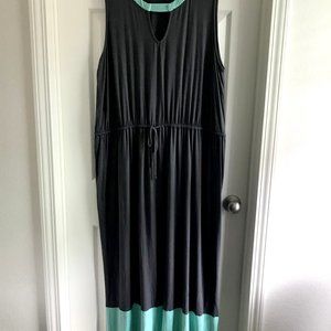 Merona Maxi Dress Turquoise/Grey Color Block